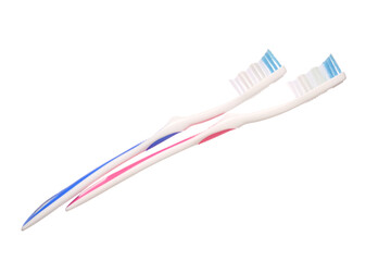 Tooth brushes on white background