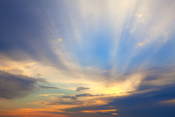Sky Scenery with Sun Rays Early in the Morning 