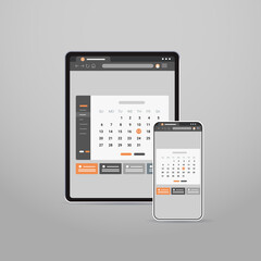 tablet and smartphone screns cross platform application development adaptive user interface responsive web design vector illustration