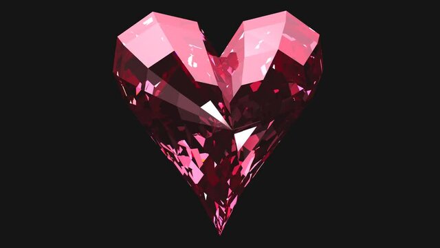 ハート形ダイヤモンドの3Dループアニメーション