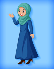 Fototapeta na wymiar Beautiful arabic lady cartoon character