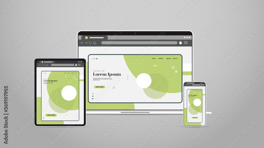 Poster laptop tablet and smartphone screns cross platform application development adaptive user interface r