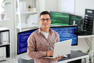 Portrait of male programmer in office - obrazy, fototapety, plakaty