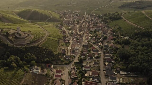 Aerial view of Katzenthal Alsace France