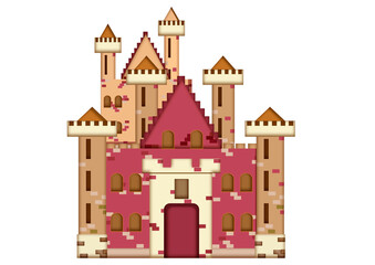 Fairytale castle on white background