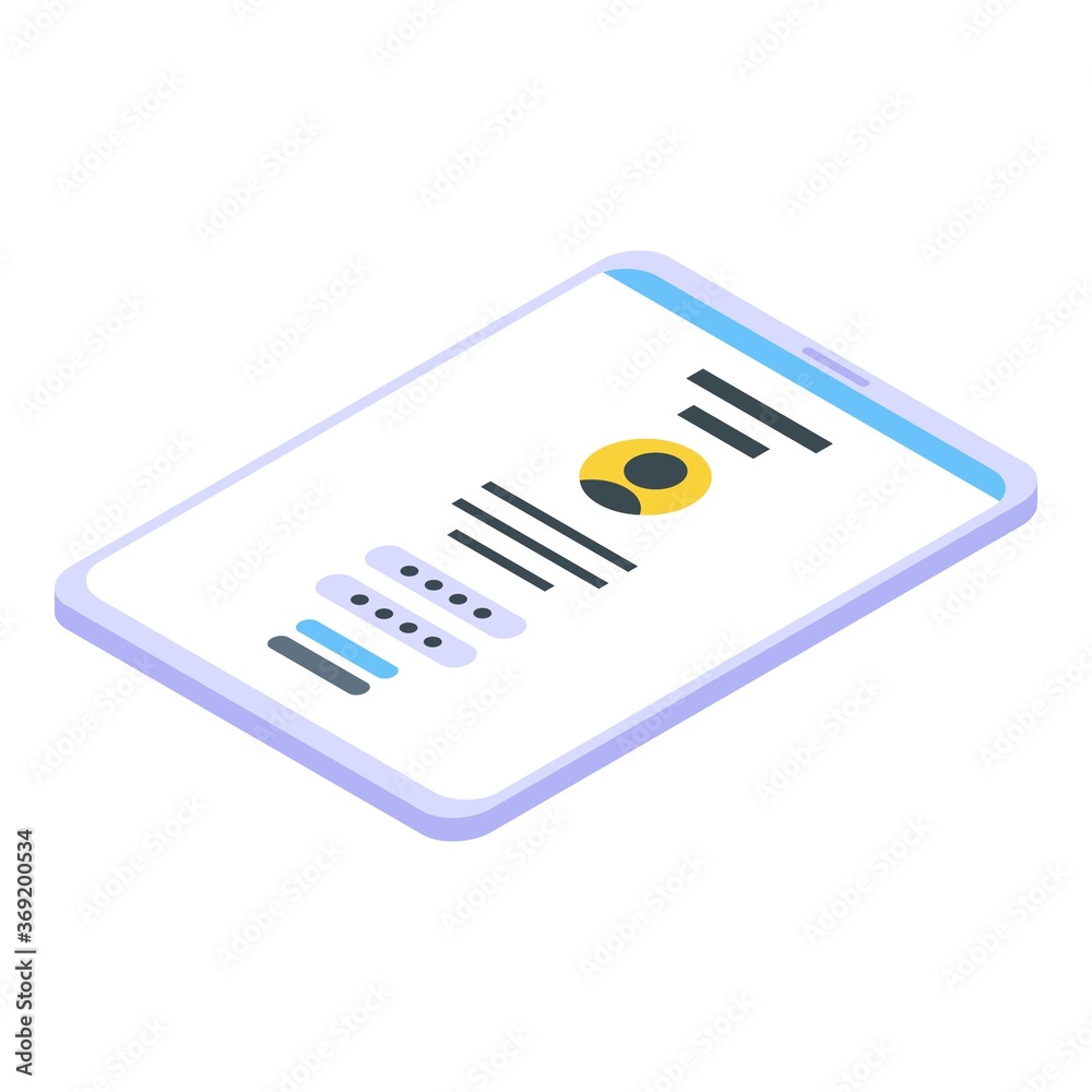 Poster login password authentication icon. isometric of login password authentication vector icon for web d