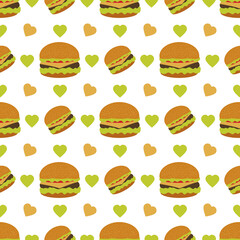 Vector Pattern Burger Takeaway Fast Food Lunch