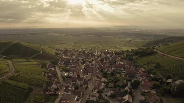 Aerial view of Katzenthal Alsace France