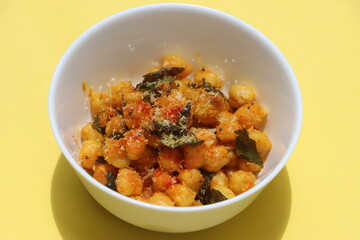 Masala chana dry, Indian curry with chick pea