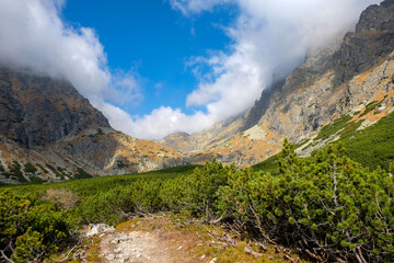 Great Cold Valley in High Tatras, Slovakia. The Great Cold Valley is 7 km long valley, very attractive for tourists