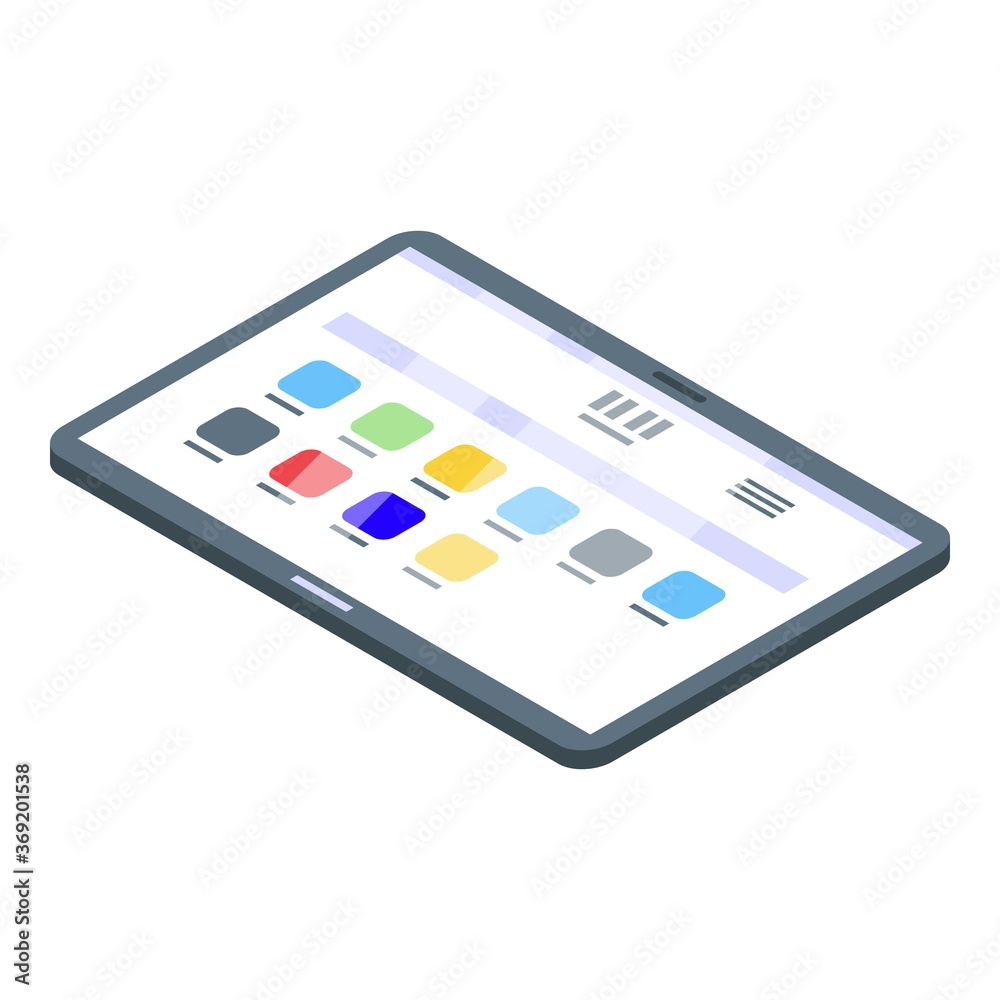 Poster tablet operating system icon. isometric of tablet operating system vector icon for web design isolat