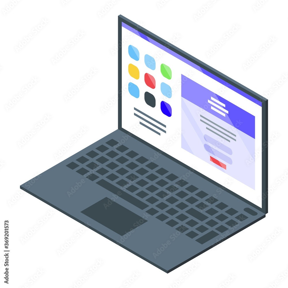 Poster laptop operating system icon. isometric of laptop operating system vector icon for web design isolat