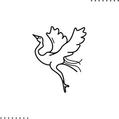 crane bird, shadoof vector icon in outline