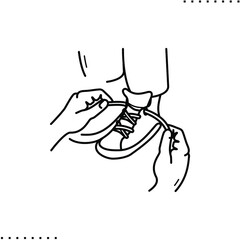 tie shoelaces, help, father day vector icon in outline