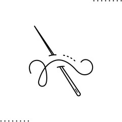 needle and thread vector icon in outline