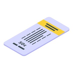 50 cents bus ticket icon. Isometric of 50 cents bus ticket vector icon for web design isolated on white background