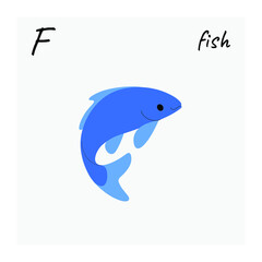 Cute fish. Vector illustration in flat style isolated on gray background.