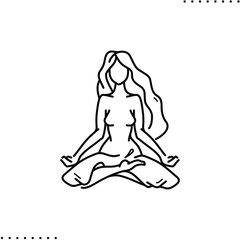 Yoga pose and meditation vector icon in outline