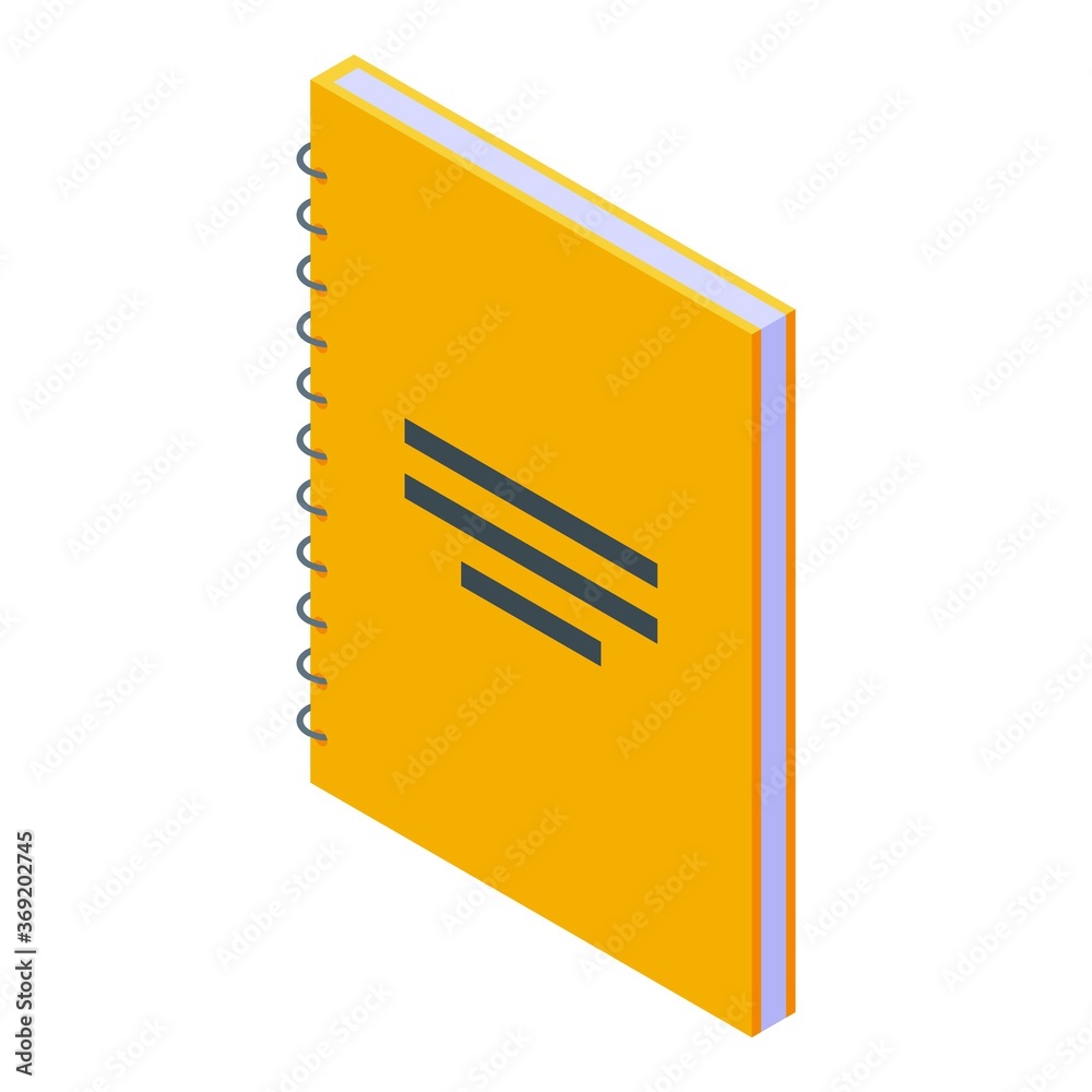 Poster paper notebook storage icon. isometric of paper notebook storage vector icon for web design isolated