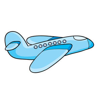 airplane nude color, cartoon illustration, isolated object on white background, vector illustration,