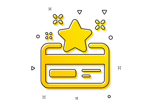 Bonus points. Loyalty card icon. Discount program symbol. Yellow circles pattern. Classic loyalty card icon. Geometric elements. Vector