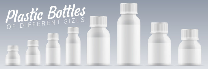 plastic bottles of different sizes mockup