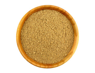 Ground Milk Thistle Seed Herb (Silybum Marianum Powder) Isolated on White Background.