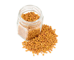 Fenugreek Seed (Methi Dana) Culinary Herb Spice. Isolated on White Background.