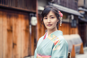 着物の女性　京都観光　祇園