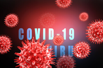 3d render Corona virus disease COVID-19. Microscopic view of a infectious virus