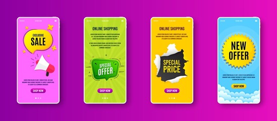 Special offer badge. Phone screen banner. Discount banner shape. Sale coupon bubble icon. Sale banner on smartphone screen. Mobile phone web template. Special offer promotion. Vector