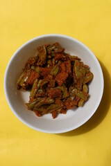 long bean and potato dry fry, Indian food