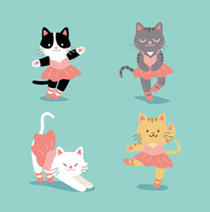 Fototapeta na wymiar set of funny cartoon cats