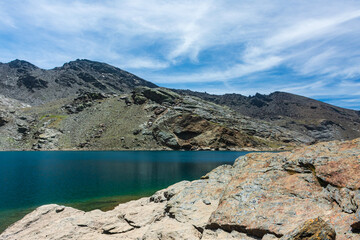 Landscapes with a lagoon in the Sierra Nevada Natural Park, Granada.