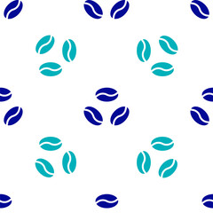 Blue Coffee beans icon isolated seamless pattern on white background. Vector Illustration.