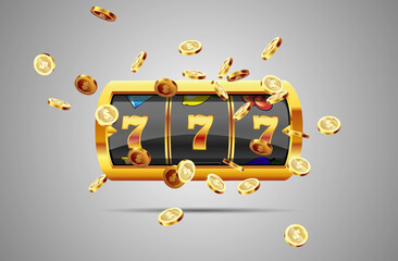 Golden slot machine wins the jackpot. - 369208392