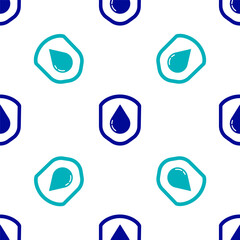 Blue Waterproof icon isolated seamless pattern on white background. Water resistant or liquid protection concept. Vector Illustration.