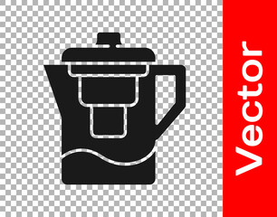 Black Water jug with a filter icon isolated on transparent background. Vector Illustration.