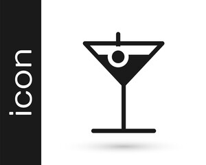 Grey Martini glass icon isolated on white background. Cocktail icon. Wine glass icon. Vector Illustration.