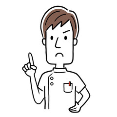 Vector illustration material: male nurse with a serious expression