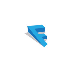 Letter F logo concept design with a shadow