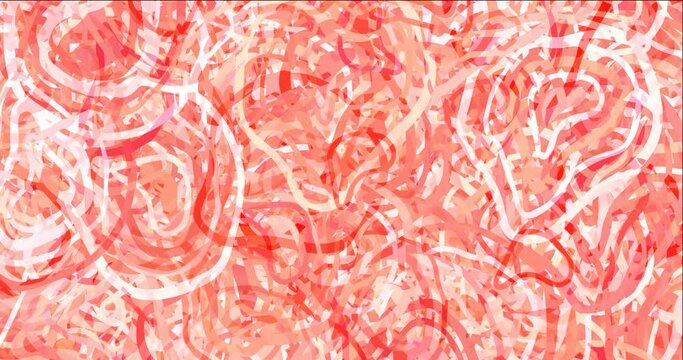 4K looping light red video with memphis shapes. Colorful chaotic forms with gradient in moving style. Clip for business commercials. 4096 x 2160, 30 fps.