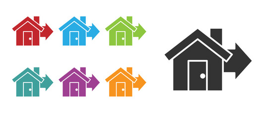 Black Sale house icon isolated on white background. Buy house concept. Home loan concept, rent, buying a property. Set icons colorful. Vector Illustration.