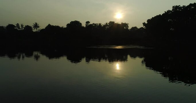 the lake moving forward by drone 4K in the morning at the west of java Indonesia