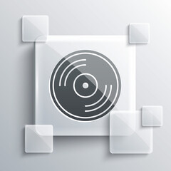 Grey Vinyl disk icon isolated on grey background. Square glass panels. Vector Illustration.