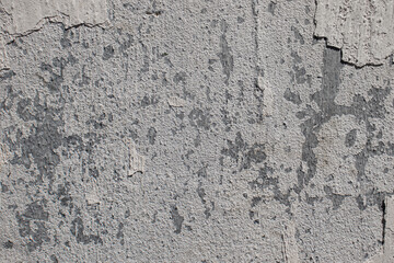 Old white painted wall with cracks as a background. Abstract background.