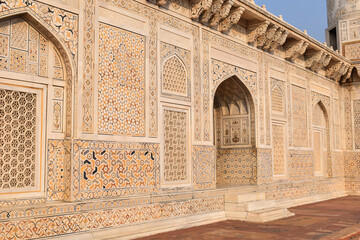 Exterior wall, detail with niche, Mausoleum of Etmaduddaula or Itmad-ud-Daula tomb often regarded...