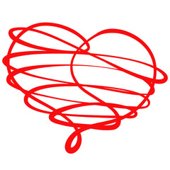 creative red heart made from tangled twisted line