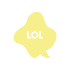 slang bubbles concept, yellow bubble with lol word, line fill style