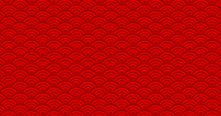 Chinese new year. Vector red abstract design. Japanese traditional background with waves